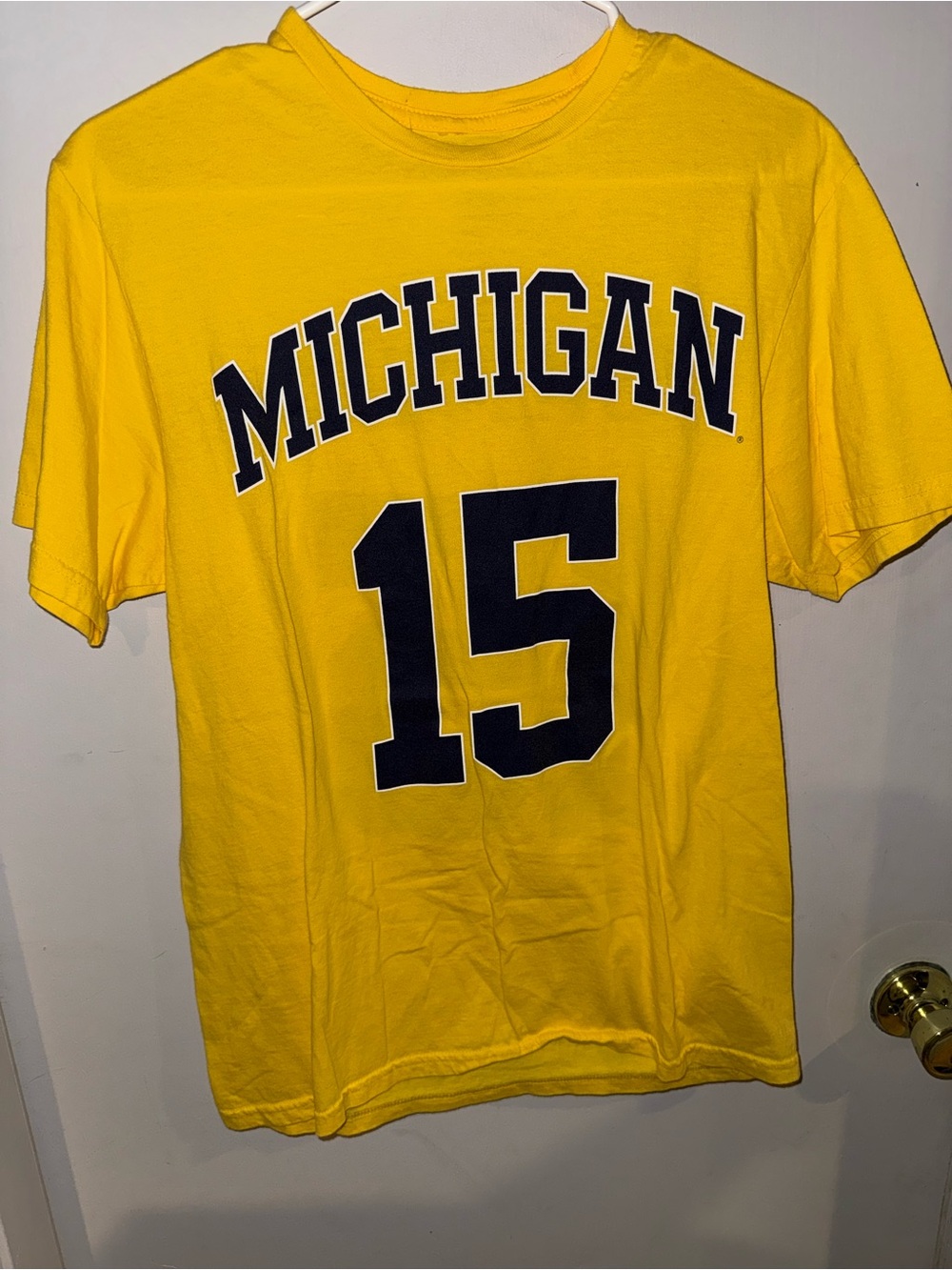 Michigan 15 Joey Baker Yellow Short Sleeve Jersey Tee Medium